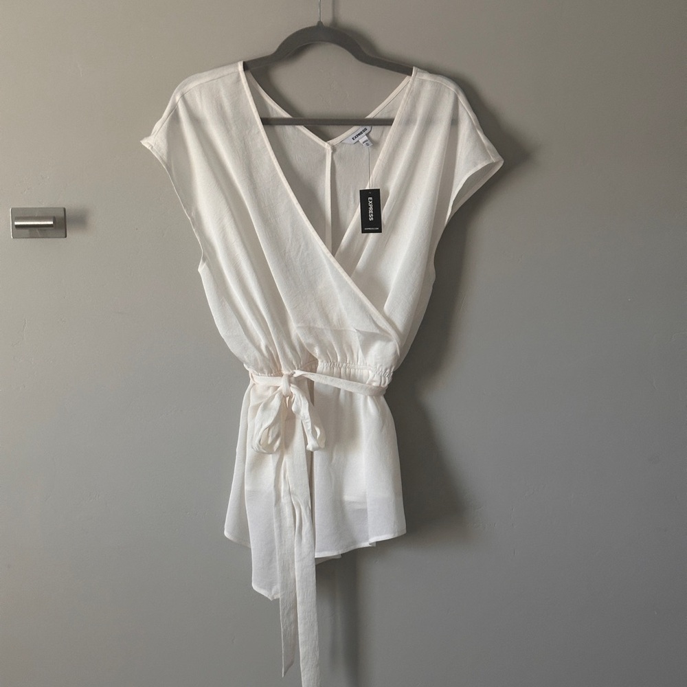 Express White Wrap Blouse